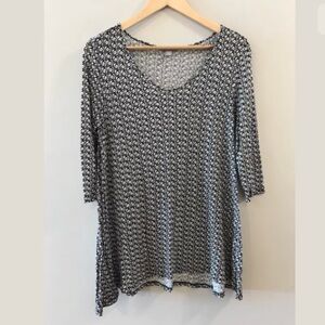 J Jill Black White Flowy Blouse Top Shirt Small Petite